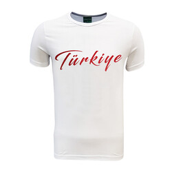 Çocuk T-Shirt 0 Yaka Türkiye Beyaz - Thumbnail