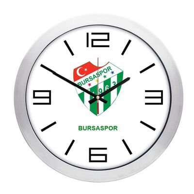 Saat Duvar Bursaspor Metal Kasa (30x30)