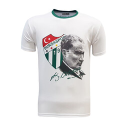 BURSASTORE - T-Shirt 0 Yaka Atatürk Logo Beyaz
