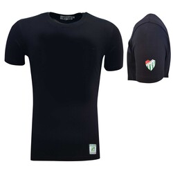 T-Shirt 0 Yaka Basic Logo Siyah - Thumbnail
