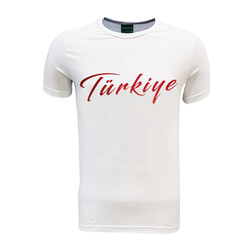 T-Shirt 0 Yaka Türkiye Beyaz - Thumbnail