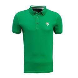 T-Shirt Polo Yaka Yeşil Logo - Thumbnail